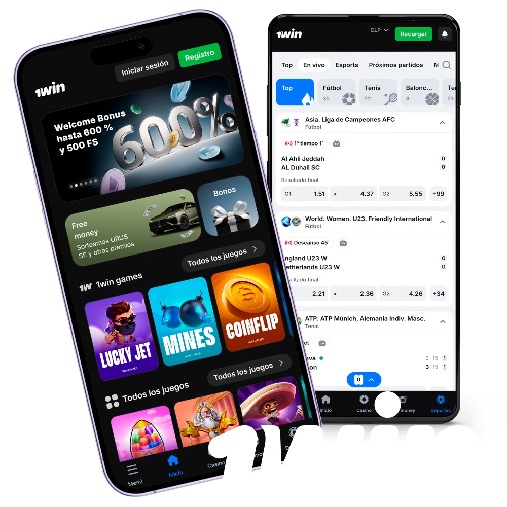 Guía de descarga e instalación de la aplicación oficial de 1win Chile para Android, iOS y PC.