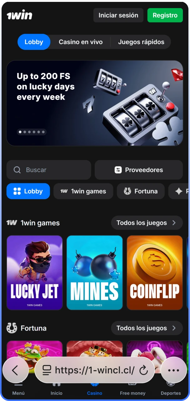 Uso del navegador Safari para iniciar la instalación desde el sitio oficial de 1win.