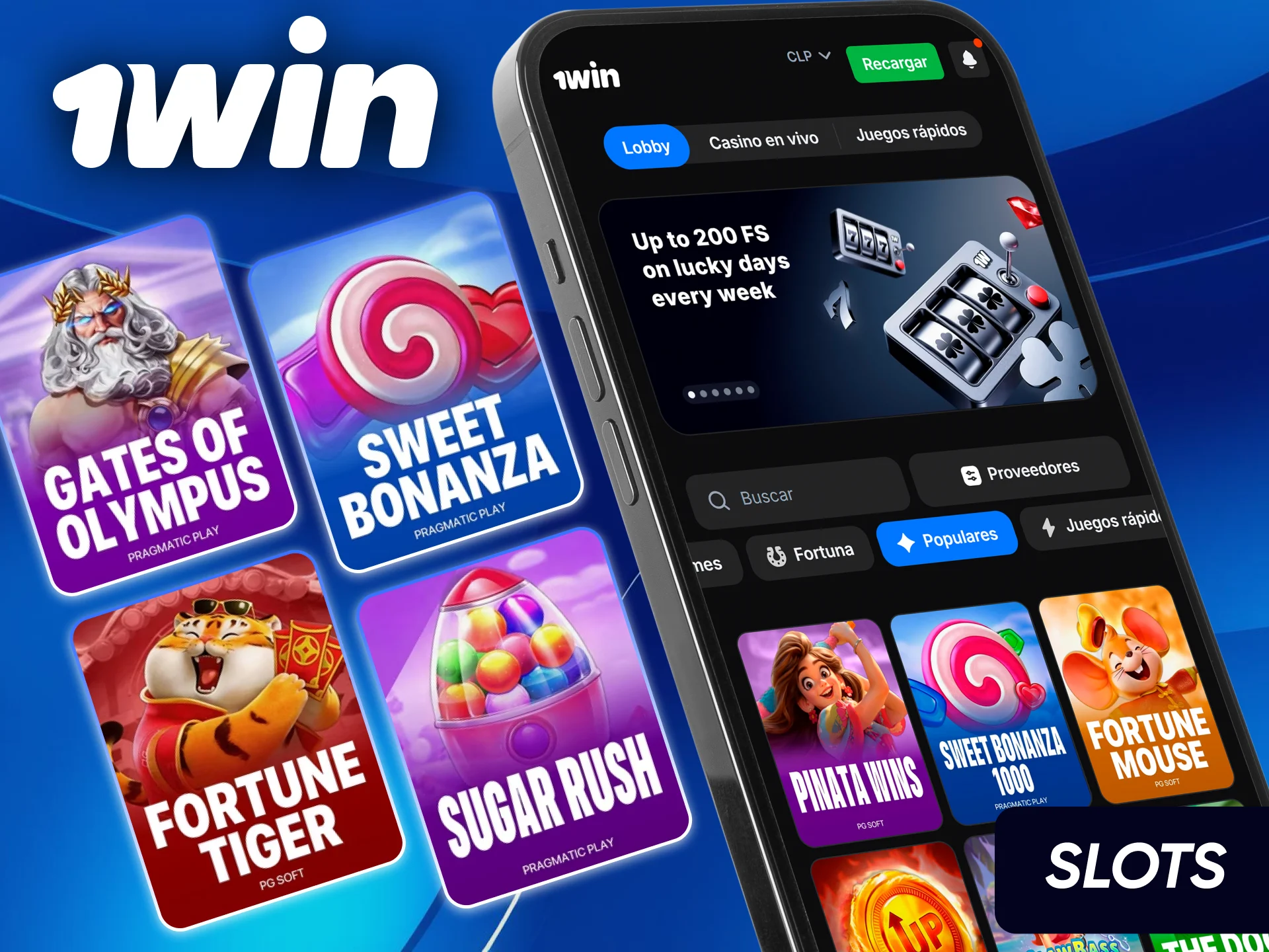 Selección de máquinas tragamonedas optimizadas para dispositivos móviles en la aplicación oficial de 1win Chile.
