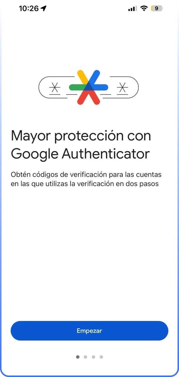 Panel de ajustes para activar la autenticación de dos factores y proteger el acceso a la cuenta oficial.