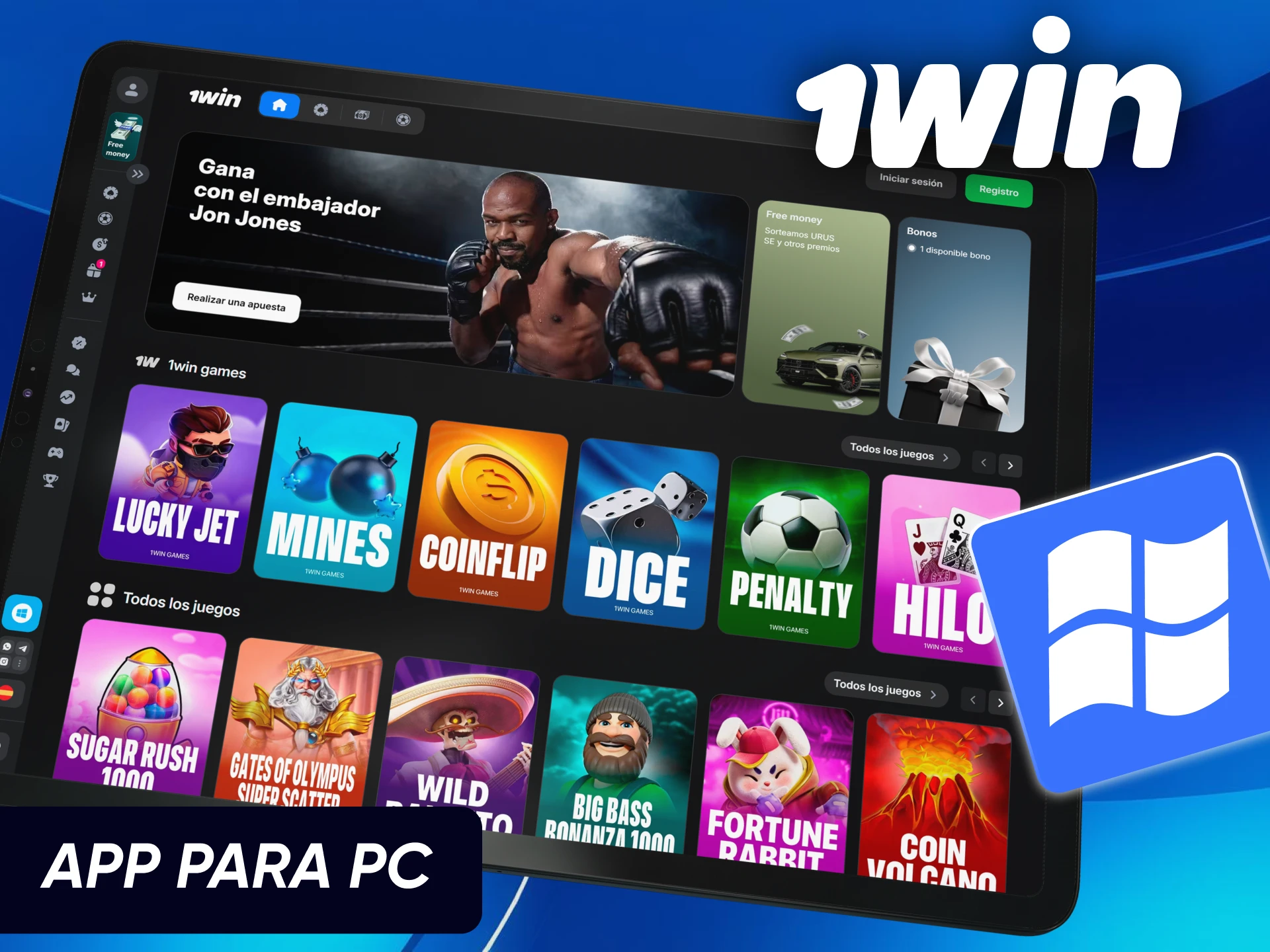Instalación del cliente oficial de 1win Chile para computadores con sistema operativo Windows.