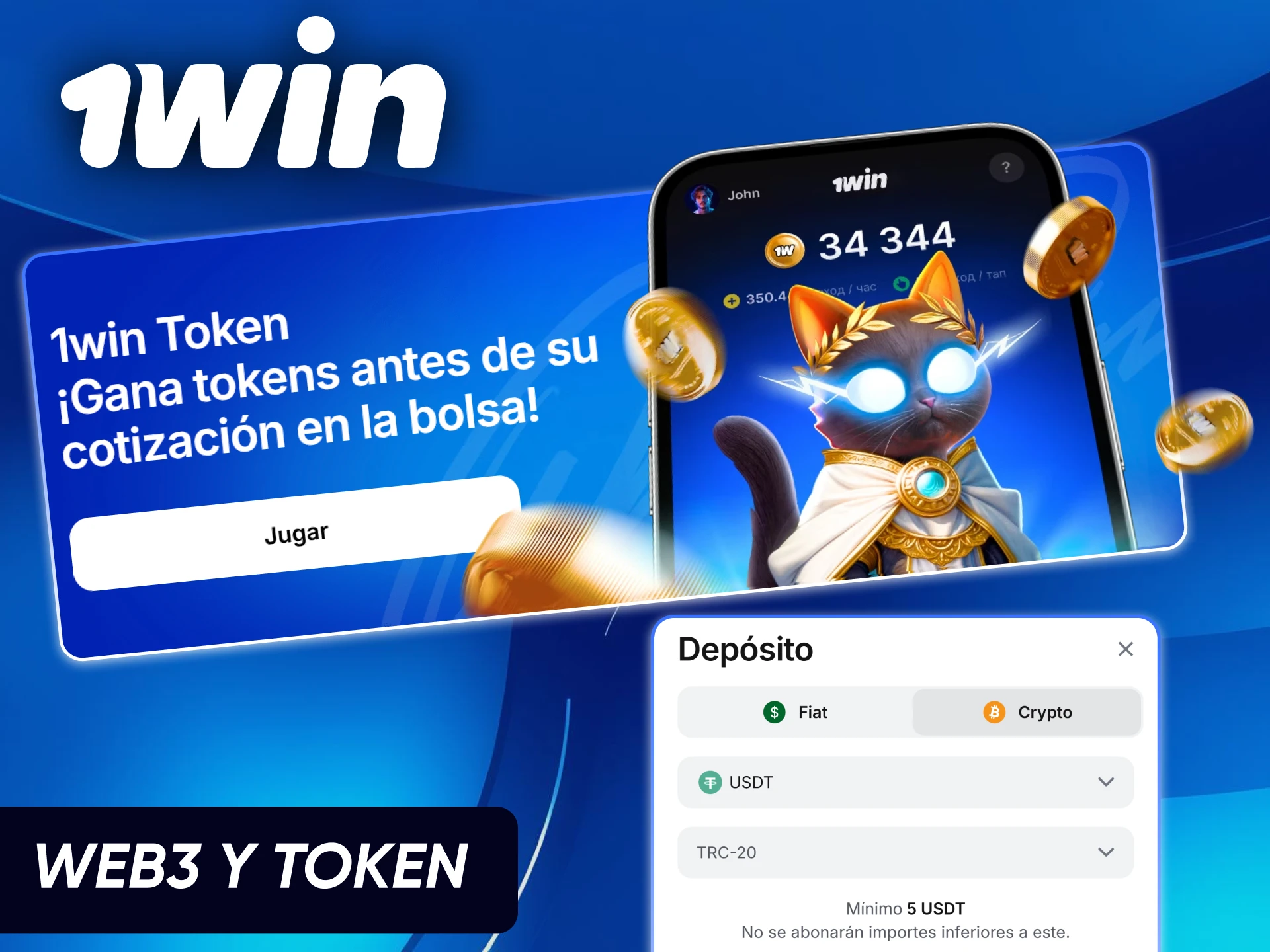 Integración de tecnología Web3 y ecosistema de tokens en el sitio oficial de 1win Chile.